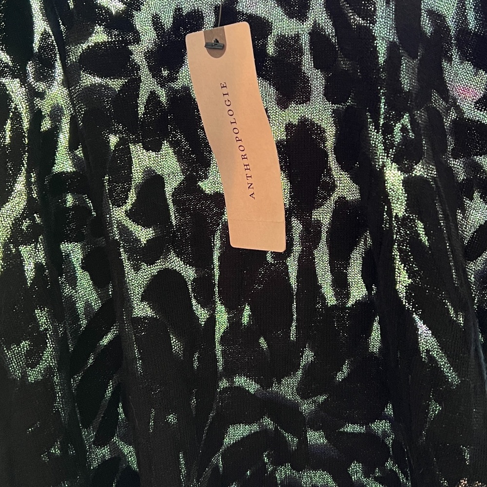 Current Air Los Angeles Anthropologie Long Sleeve Lacey Black Stretch Top Black - Picture 7 of 11